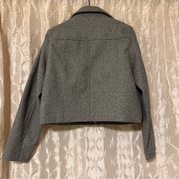 Zara Grey Soft Touch Cropped Military Jacket Gold Buttons - Picture 9 of 15